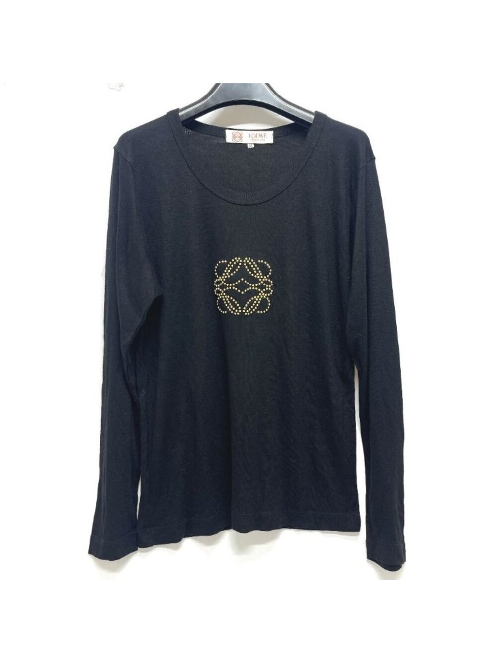Loewe Knit Gold Studs Anagram Logo Cotton Black Sweater